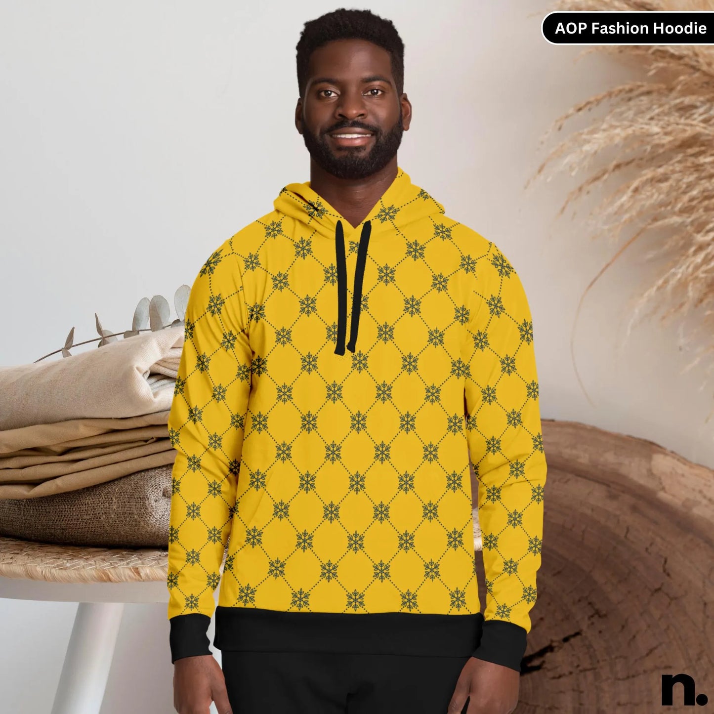 Classic Pattern Gold Fashion Hoodie - AOP