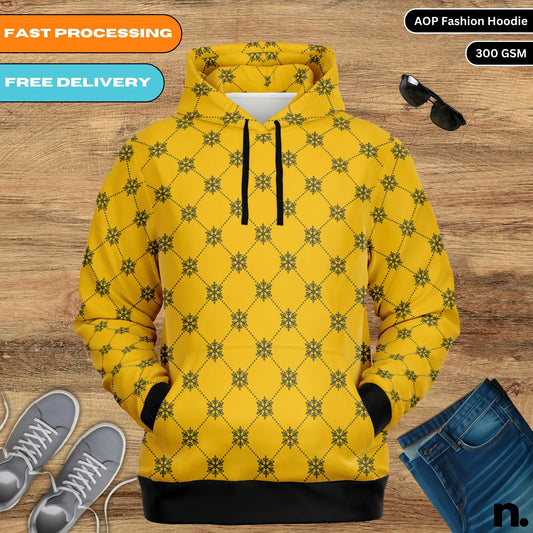 Classic Pattern Gold Fashion Hoodie - AOP