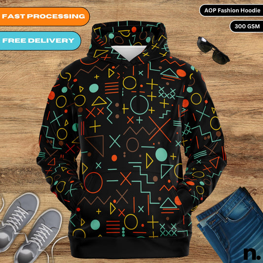 Mathematics Symbols Pattern Fashion Hoodie - AOP
