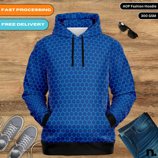 Techno Web Pattern Fashion Hoodie - AOP