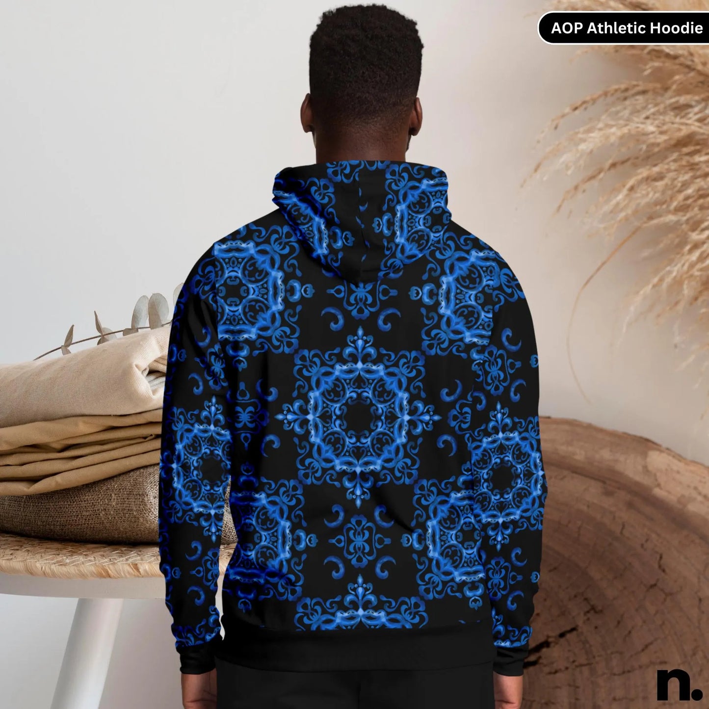 Blue Haze Pattern Athletic Hoodie - AOP