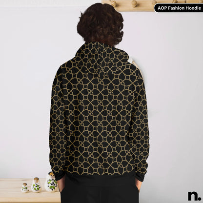 Gold Repeating Pattern AOP Fashion Hoodie - AOP