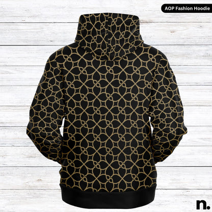 Gold Repeating Pattern AOP Fashion Hoodie - AOP