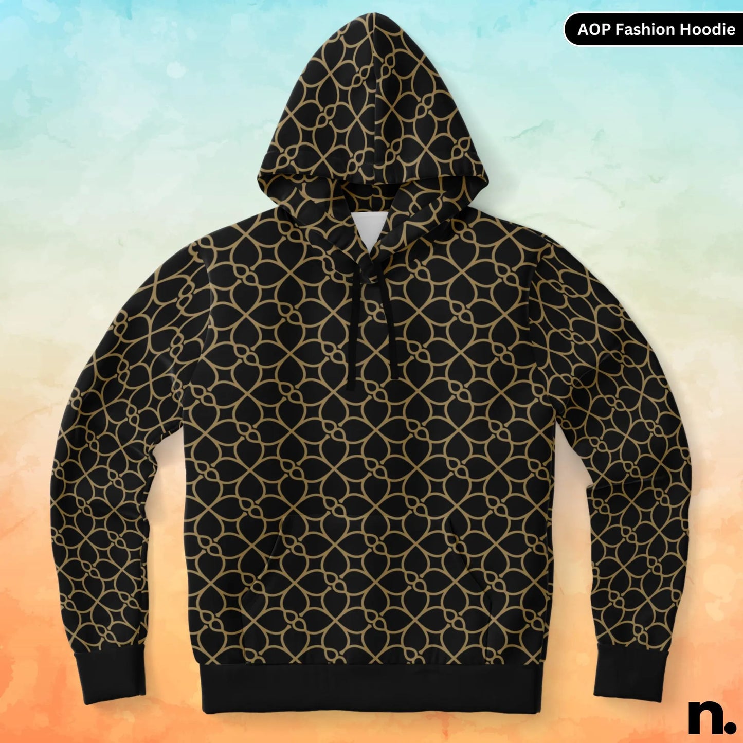 Gold Repeating Pattern AOP Fashion Hoodie - AOP