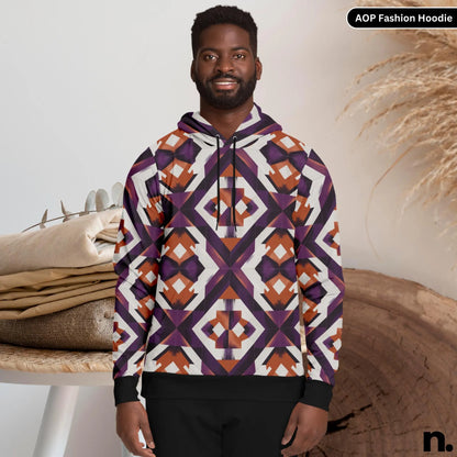 Abstract Geometric Pattern Fashion Hoodie - AOP