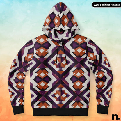 Abstract Geometric Pattern Fashion Hoodie - AOP