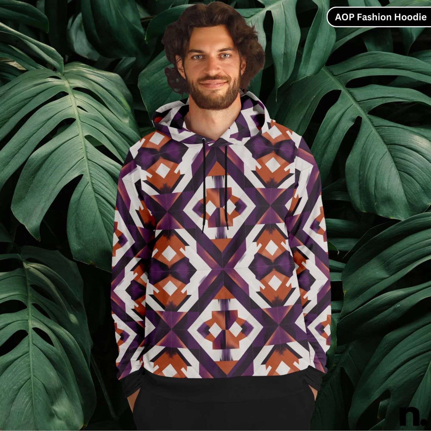 Abstract Geometric Pattern Fashion Hoodie - AOP
