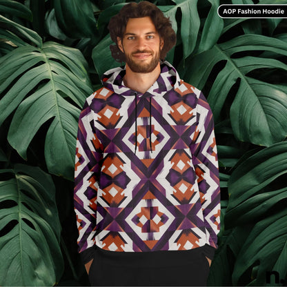 Abstract Geometric Pattern Fashion Hoodie - AOP
