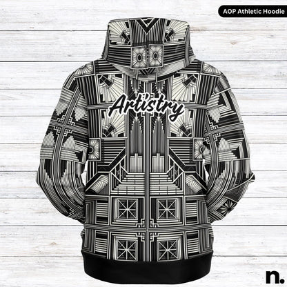 Artistry Classic Tile Pattern Athletic Hoodie - AOP