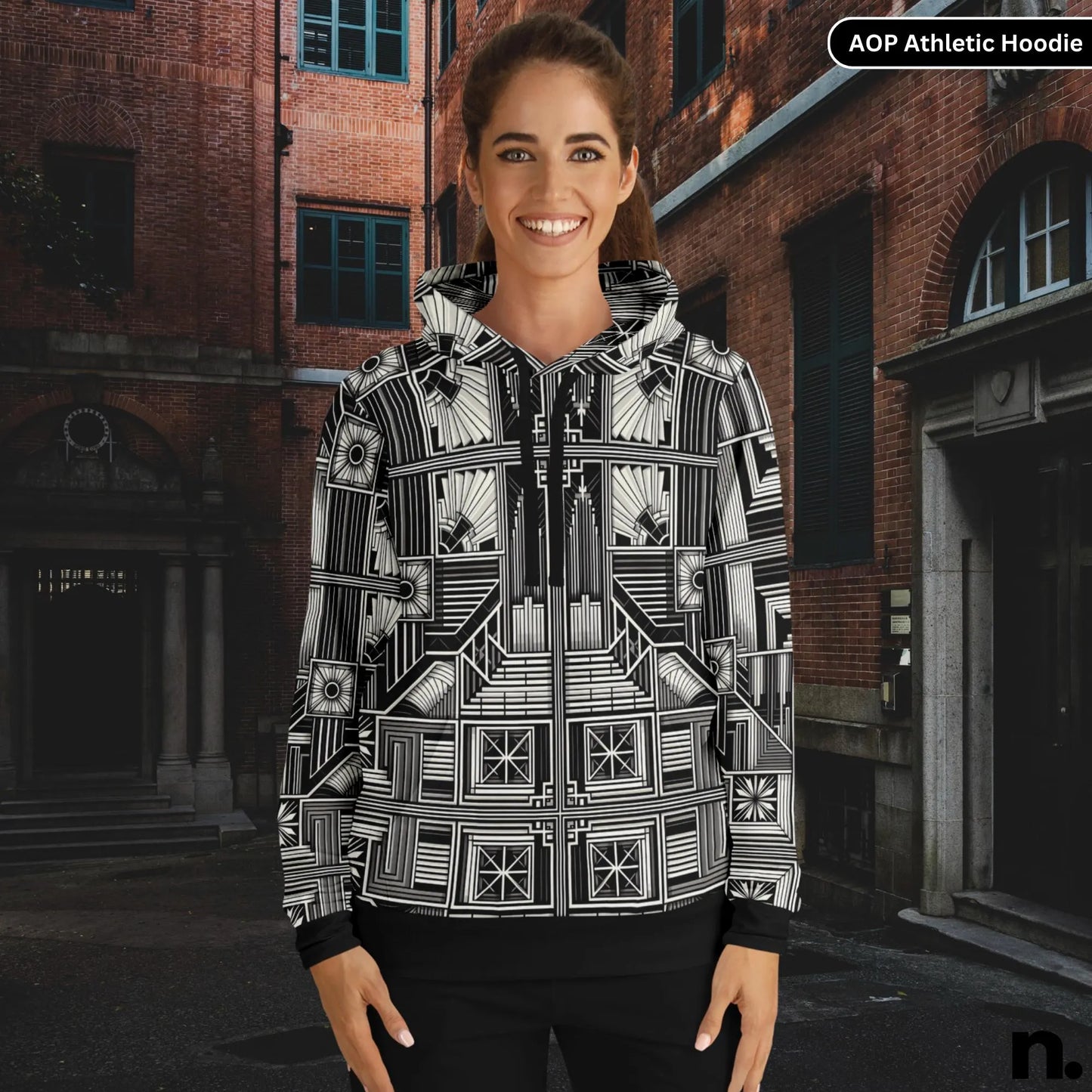 Artistry Classic Tile Pattern Athletic Hoodie - AOP