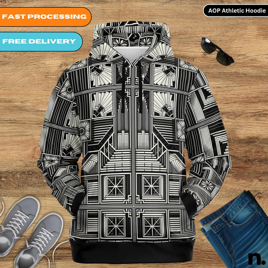 Artistry Classic Tile Pattern Athletic Hoodie - AOP