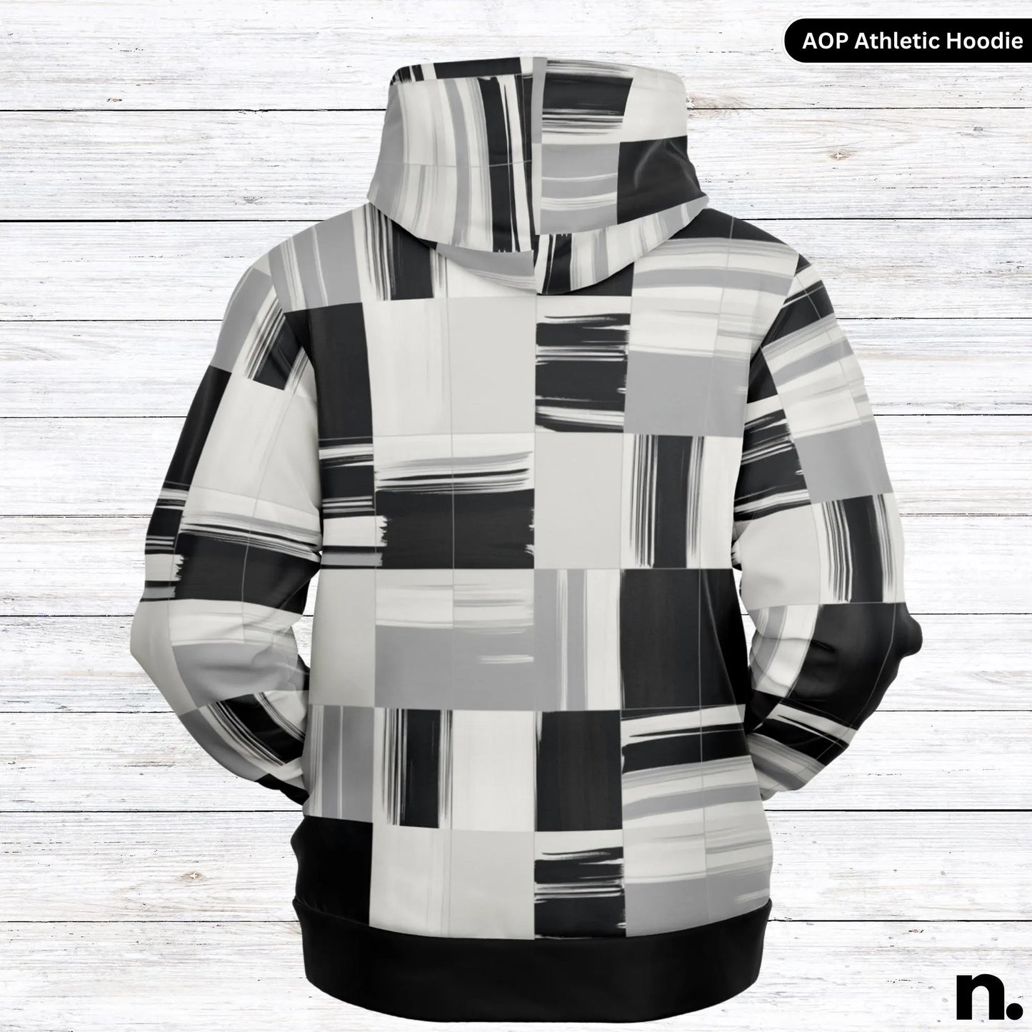 Monochrome Pattern Athletic Hoodie - AOP
