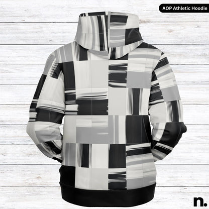 Monochrome Pattern Athletic Hoodie - AOP