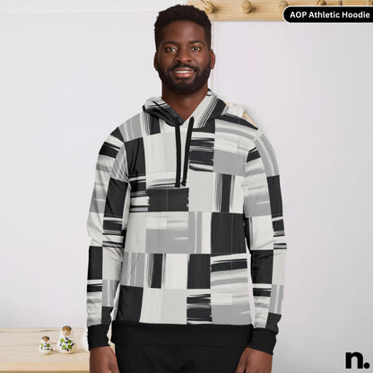 Monochrome Pattern Athletic Hoodie - AOP